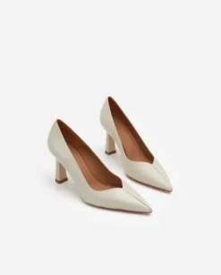Flattered - Rose leather korkokengät, creme