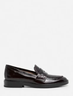 Flattered - Sara nahkaloaferit, patent burgundi