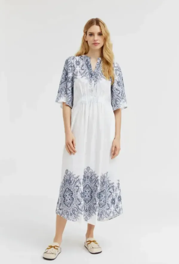 Gustav - Hali pitkä mekko, white/blue