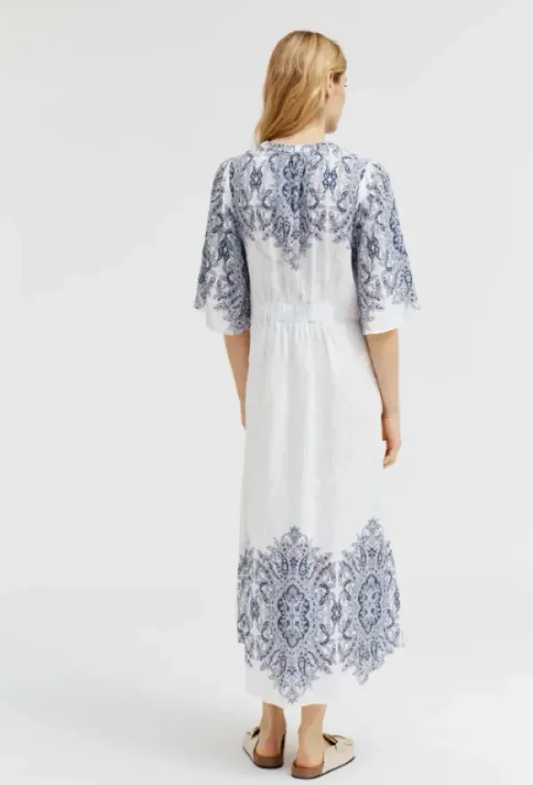 Gustav - Hali pitkä mekko, white/blue