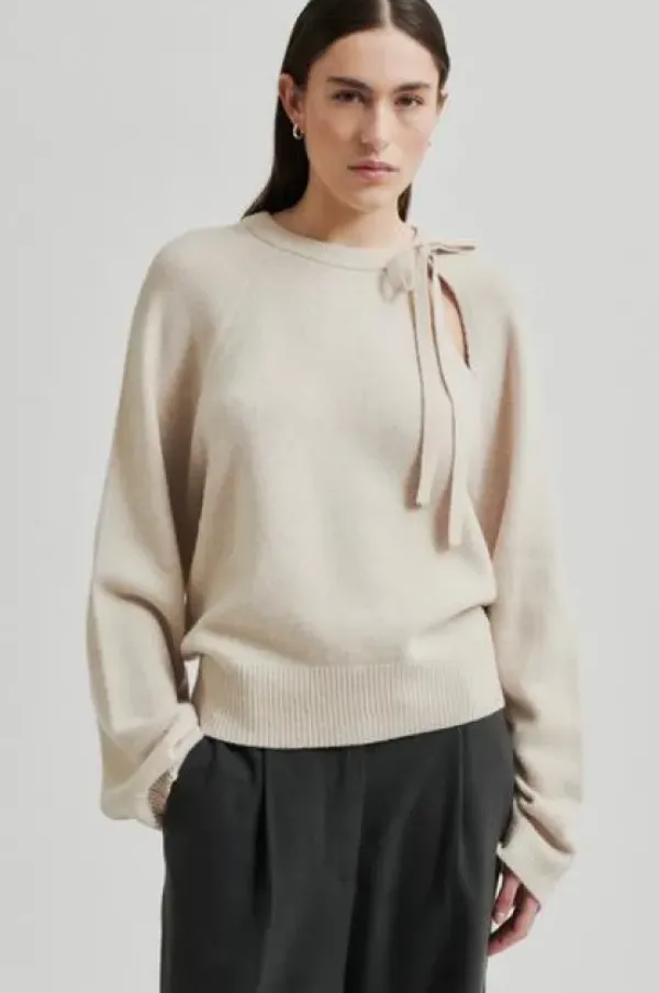Second Female Joline Knit O-Neck, pumice stone