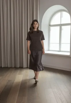 Original Story Karlie* lyhythihainen cashmere neule, dark chocolate